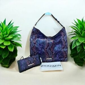 🔹️Brahmin Isabella Purple Potion Winterlight Relaxed Leather Hobo & Ady Wallet